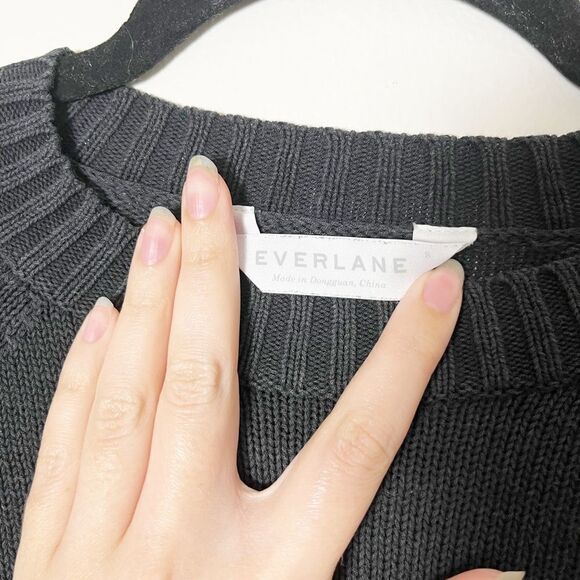 Everlane Black Cotton Sweater Crewneck Lightweight Small - Picture 4 of 5